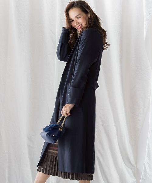 Viaggio Blu ビアッジョブルー　ストールライクノーカラーコート Viaggio Blu（ビアッジョブルー） ノーカラーコート 1 ネイビー