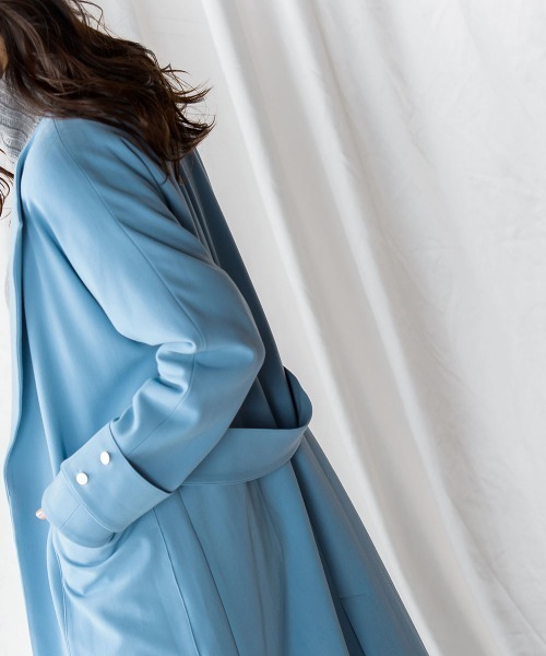 Viaggio Blu ビアッジョブルー ストールライクノーカラーコート ロング