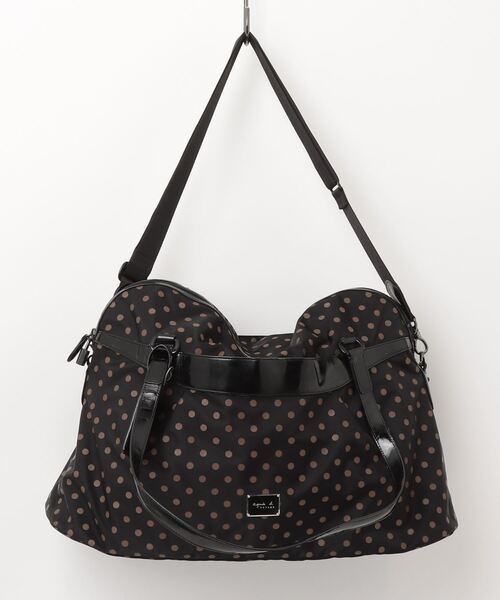 アニエスベーボヤージュ ナイロン ショルダーバッグ 2way ブラック ドット柄 agnes b． VOYAGE 「agnes VOYAGE」 ドット柄2WAYバッグ