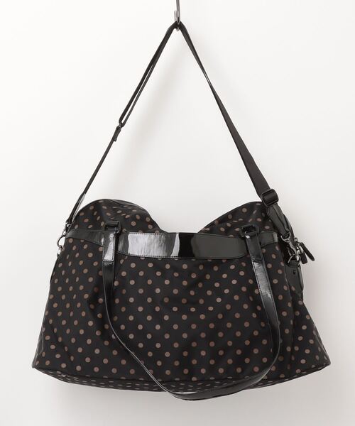美品agnes b.ドット柄　ナイロンエナメル　2wayボストンショルダーバック agnes b. - アニエスベー ☆ ドット柄 ナイロン 2WAY ボストン