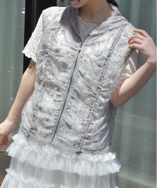 axes femme（アクシーズ ファム） ベスト ジレ フード付ドロストレース