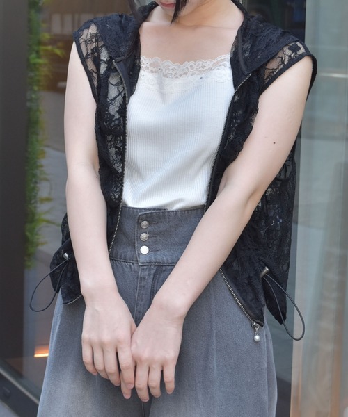axes femme（アクシーズ ファム） ベスト ジレ フード付ドロストレース