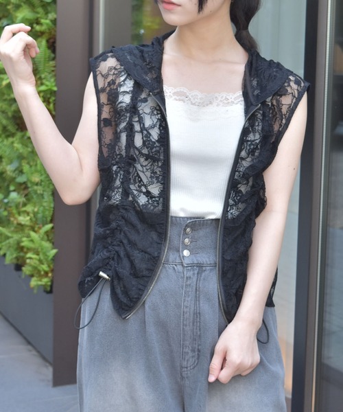 axes femme（アクシーズ ファム） ベスト ジレ フード付ドロストレース
