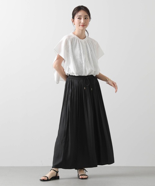 Acuta パンツ 割繊ギャザーイージーパンツ レディース