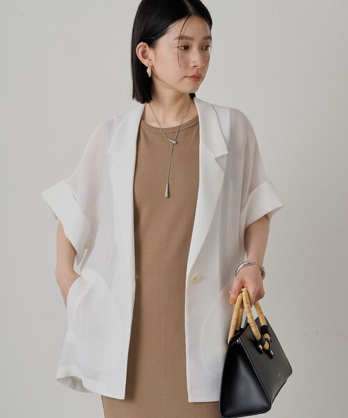 Loungedress ベスト ジレ メッシュハーフスリーブジャケット