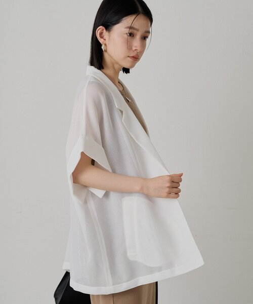 Loungedress ベスト ジレ メッシュハーフスリーブジャケット