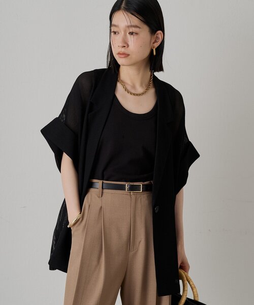 Loungedress ベスト ジレ メッシュハーフスリーブジャケット