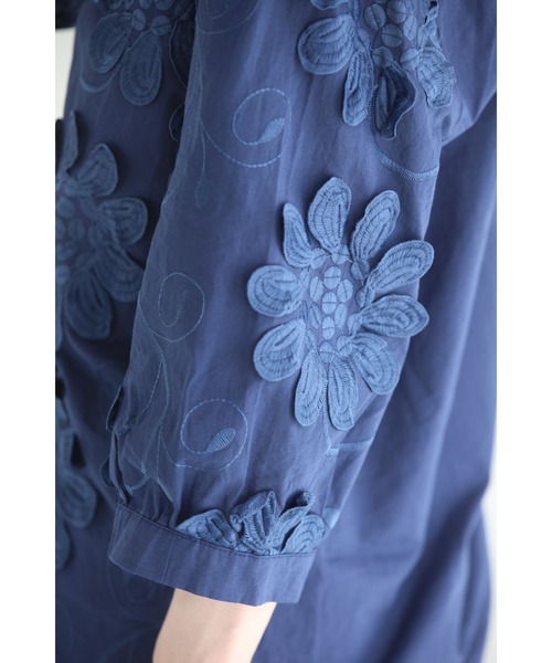 cawaii ブラウス シャツ 立体花のスキッパーシャツトップス