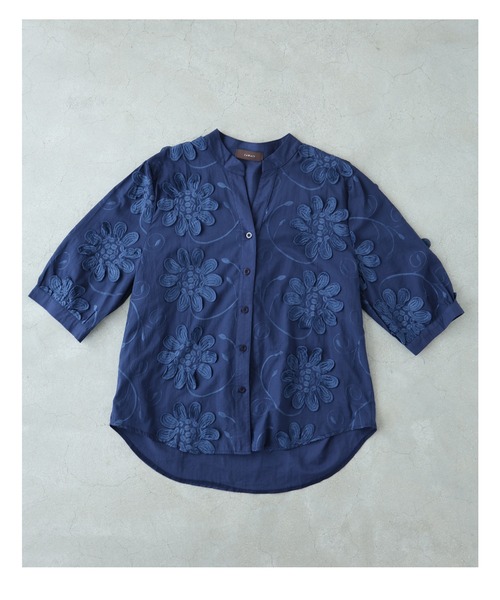 cawaii ブラウス シャツ 立体花のスキッパーシャツトップス