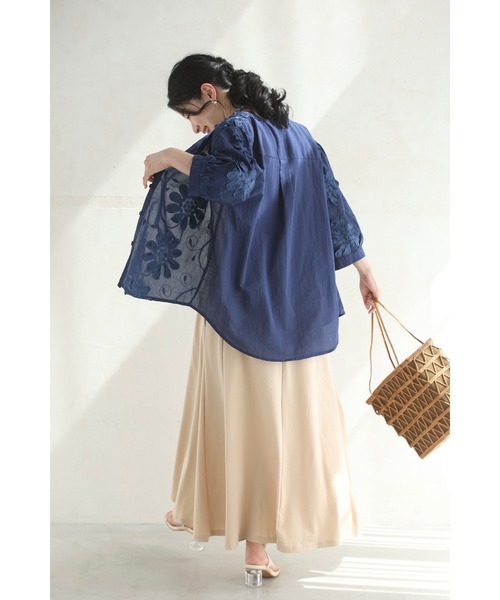 cawaii ブラウス シャツ 立体花のスキッパーシャツトップス