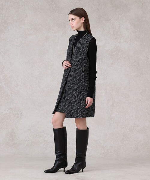 ANAYI ファンシーラメツイード バイアスワンピース セットアップ対応商品】ファンシーラメツイードバイヤス ワンピース