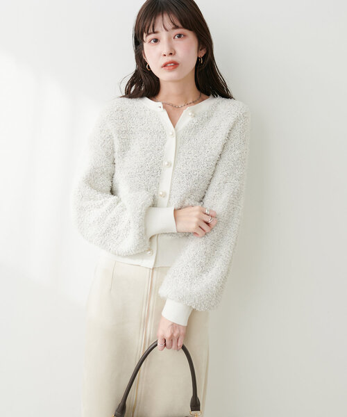 「natural couture」 ニットカーディガン FREE ブラック レディース_画像3
