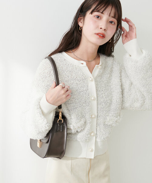 「natural couture」 ニットカーディガン FREE ブラック レディース_画像4