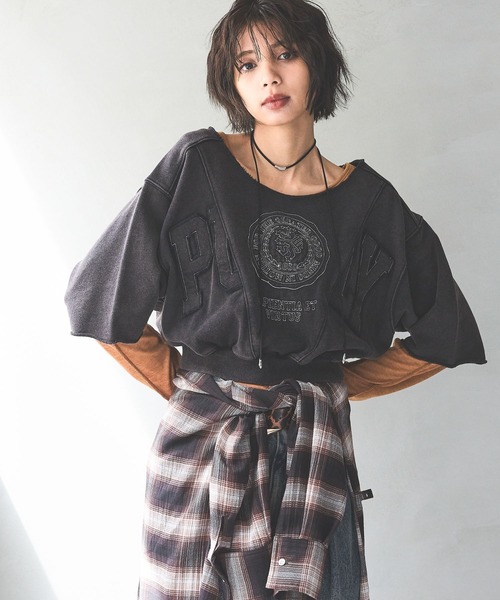 tシャツ リメイクライクカレッジ（半袖） レディース