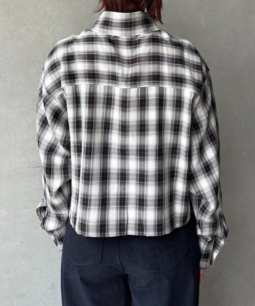Thevon ブラウス シャツ 「UV加工付き」ドロストチェック