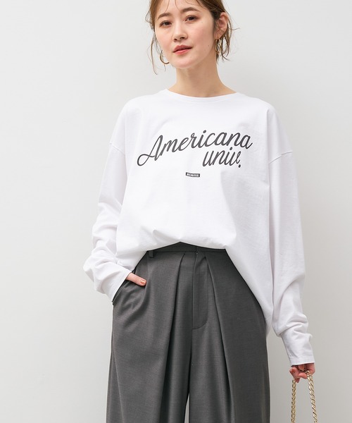 新品【AMERICANA/アメリカーナ】ヘンリー ロングスリーブ Tシャツ白 AMERICANA/アメリカーナ新品ワッフル ヘンリーロングスリーブT