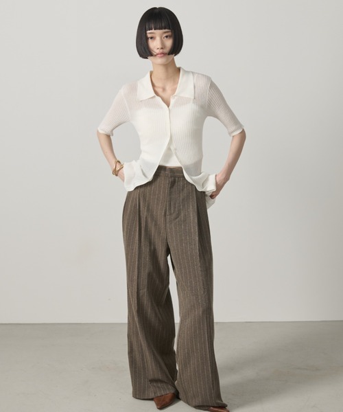 極美品✨whowhat　19AW　スラックス　ヘリンボーン　ストライプ　M 極美品✨whowhat 19AW スラックス ヘリンボーン ストライプ M
