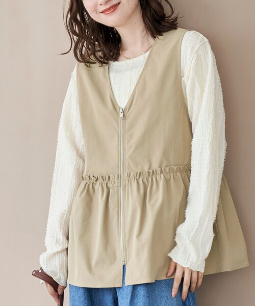 coen（コーエン） ベスト ジレ ペプラムジップベスト レディース