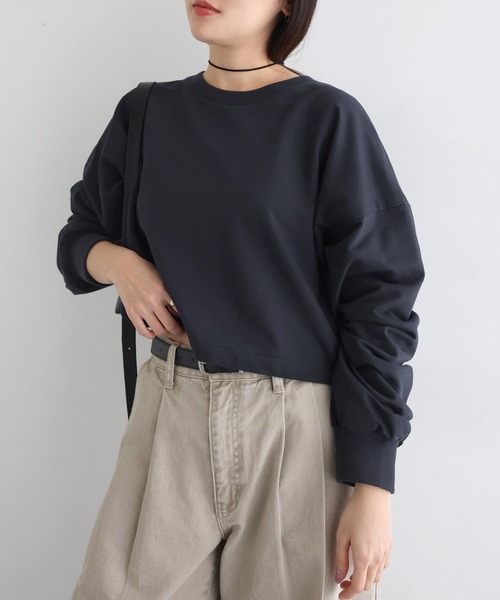 極美品 アディアム【2017名作】サイドボタン ショート丈スウェット 0　S〜M andme（アンドミー） トレーナー スウェット 「新色追加」ショート丈