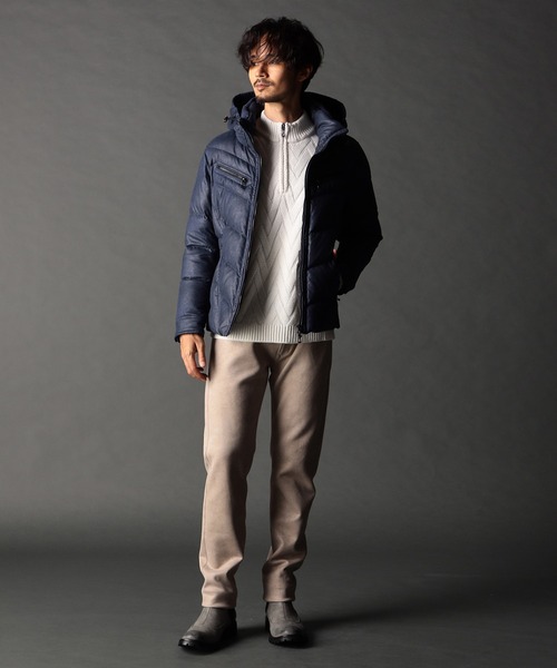 【美品】ニコルクラブフォーメン／グレー　ニコルダウンジャケット 46 フード付き NICOLE CLUB FOR MEN（ニコルクラブフォーメン） ブルゾン アウター