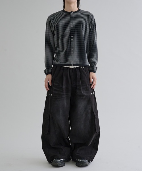 カーディガン Crew neck snap button cardigan / クルーネックスナップ