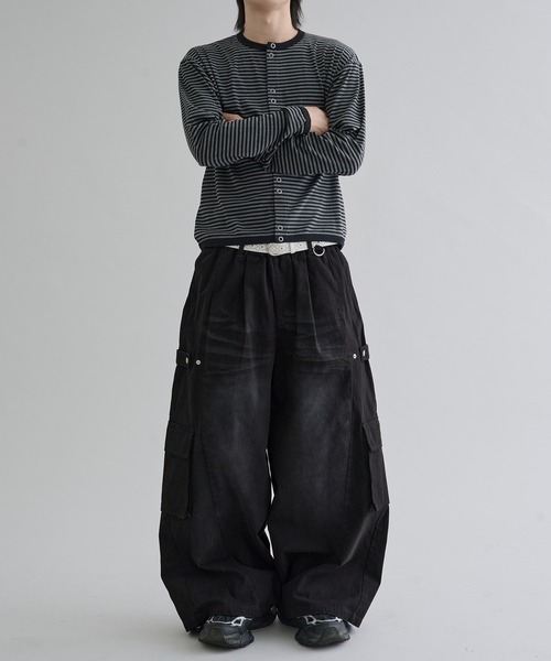 カーディガン Crew neck snap button cardigan / クルーネックスナップ