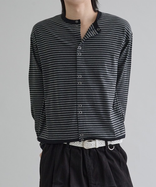 カーディガン Crew neck snap button cardigan / クルーネックスナップ