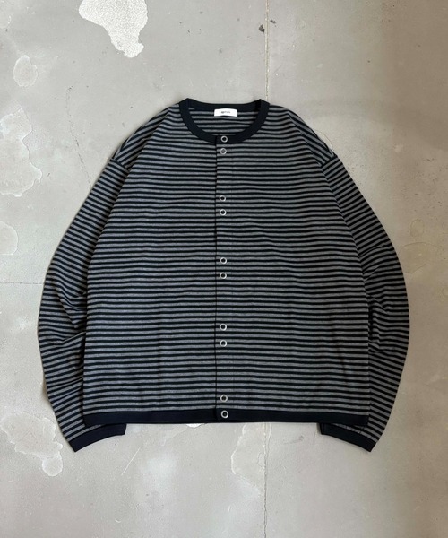 カーディガン Crew neck snap button cardigan / クルーネックスナップ