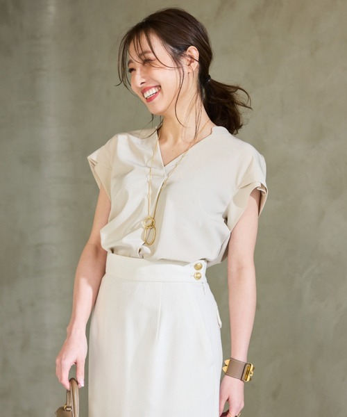 「PINKY&DIANNE」 半袖ブラウス 38 ネイビー レディース_画像2