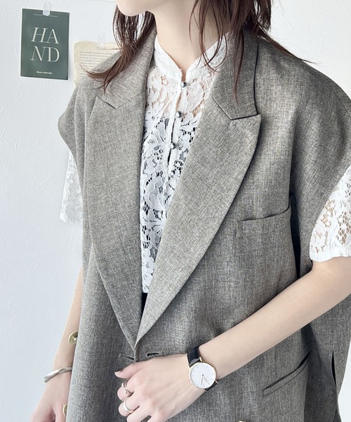 「classicalelf」 半袖ブラウス X-LARGE チャコールグレー レディース_画像8