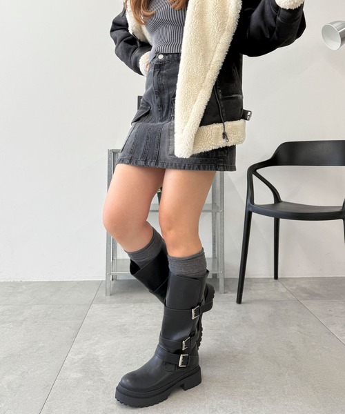 WEGO（ウィゴー） ブーツ WEGO/サイドベルトロングブーツ レディース