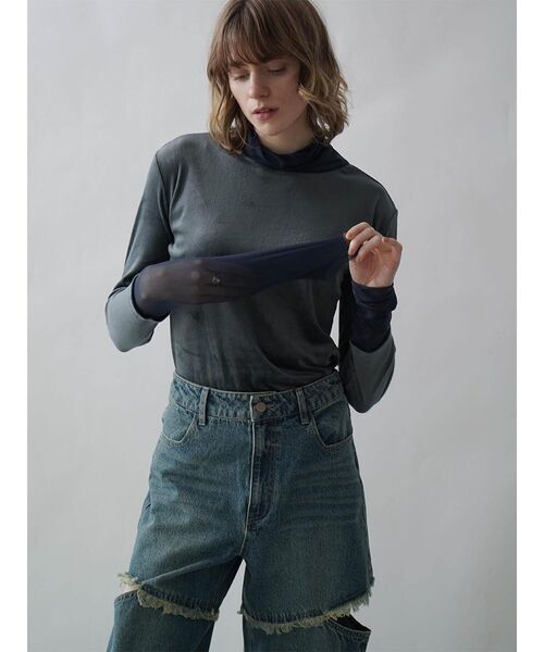 トップス FLUTU tシャツ TULLE DOCKING VELOUR TOPS レディース : ZOZOTOWN Yahoo!店