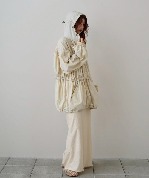 トゥデイフル Nylon Gather Blouson アイボリー　38 TODAYFUL/トゥデイフル】Nylon Gather Blouson/ナイロンギャザー