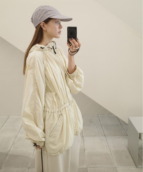 トゥデイフル Nylon Gather Blouson アイボリー　38 TODAYFUL/トゥデイフル】Nylon Gather Blouson/ナイロンギャザー