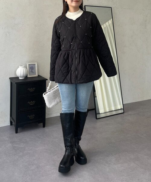 ブラック L キルティングダウンジャケット プロズヴェール prose verse（プロズヴェール） ブルゾン アウター キルティングパール