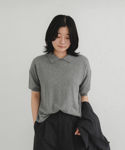 「EKAL」 半袖ニット ONE グレー レディース_画像2