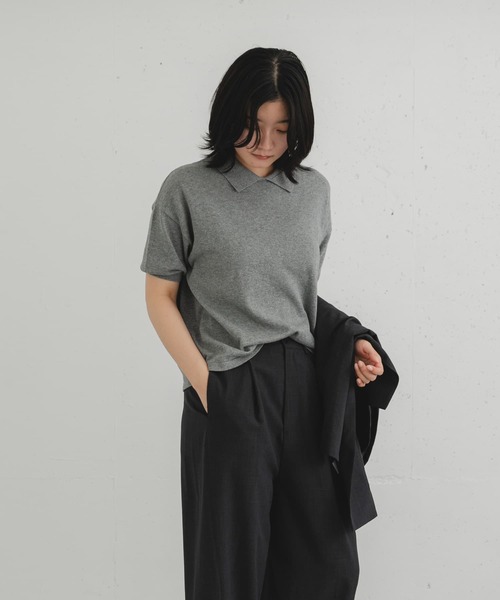 「EKAL」 半袖ニット ONE グレー レディース_画像5