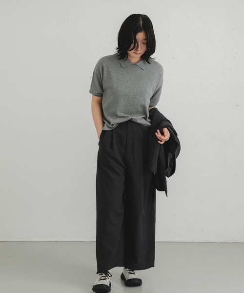 「EKAL」 半袖ニット ONE グレー レディース_画像6