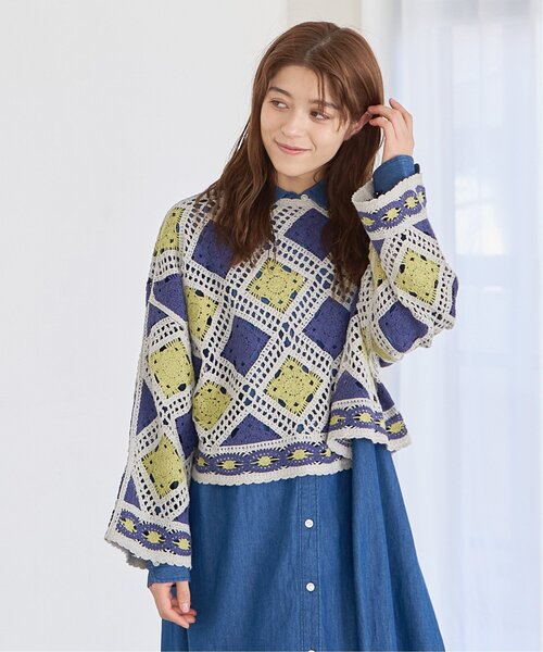 「LBC」 長袖ニット M グリーン レディース_画像2