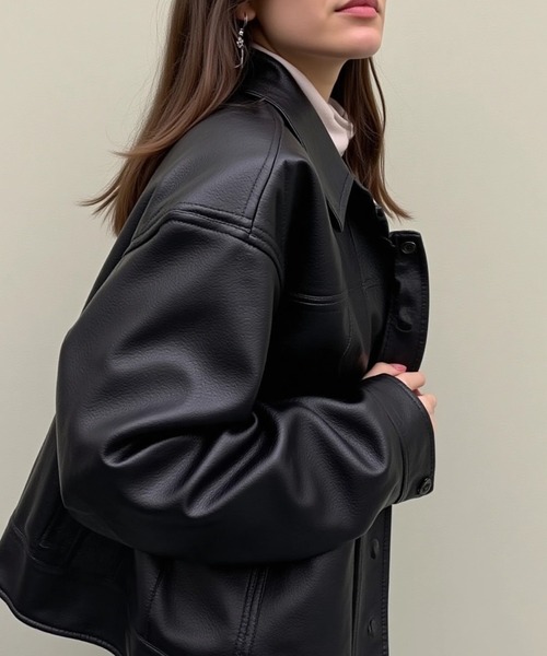 cammie コート アウター フェイクレザーコーチジャケット レディース