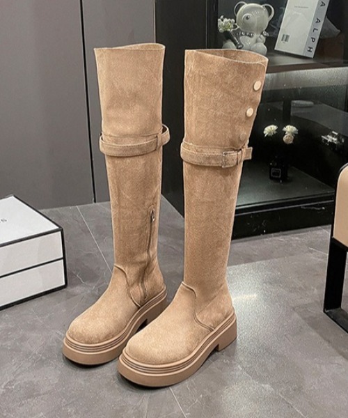 lilful ブーツ 2WAY 折り返しボア ムートンロングブーツ スエード