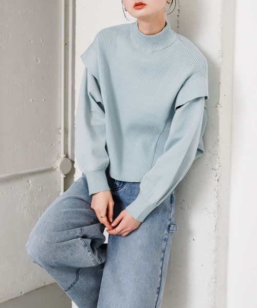 「SENSE OF PLACE by URBAN RESEARCH」 長袖ニット ONE ライトブルー レディース_画像2