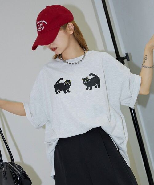 「PUBLUX」 半袖Tシャツ フリ- ブラック レディース_画像2