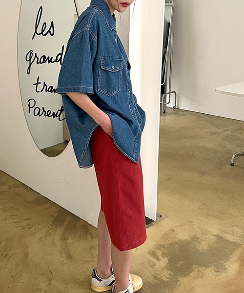 「DAY CLOSET」 半袖シャツ ONE SIZE サックスブルー レディース_画像8