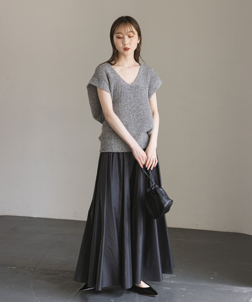 NOBLE ブラウン Vネック ノースリーブニットベスト NOBLE ブラウン Vネック ノースリーブニットベスト NOBLE ブラウン V