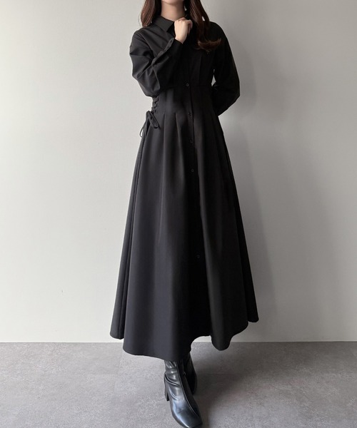 「mipiarl」 シャツワンピース LARGE ブラック レディース_画像6