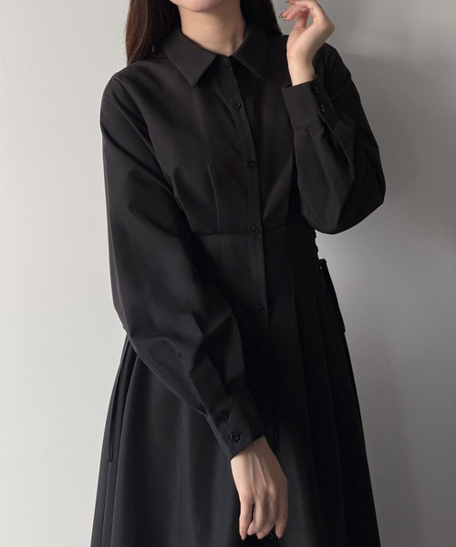 「mipiarl」 シャツワンピース LARGE ブラック レディース_画像8