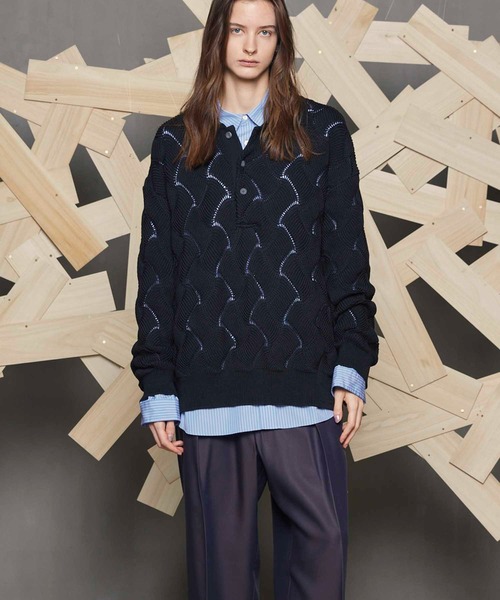 「MAISON SPECIAL」 長袖ポロシャツ 1 ブラック メンズ_画像2