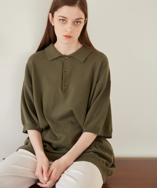 「flaner」 半袖ニット MEDIUM グレー レディース_画像4