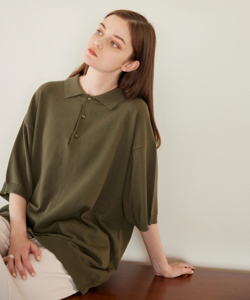 「flaner」 半袖ニット MEDIUM グレー レディース_画像6
